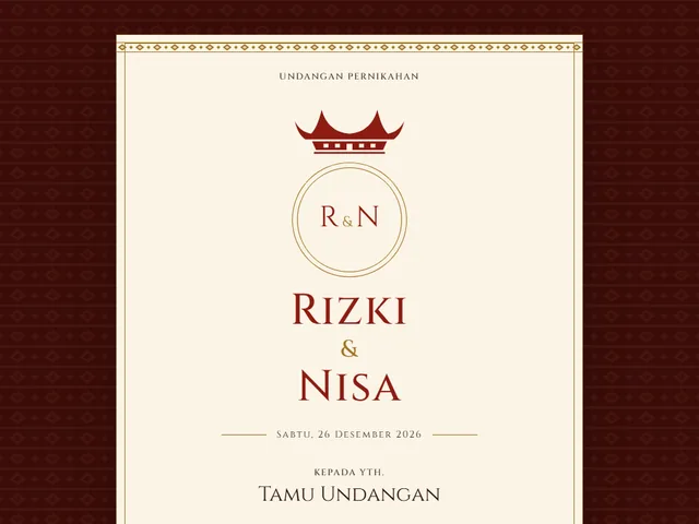 Sampul undangan bertema Rumah Gadang